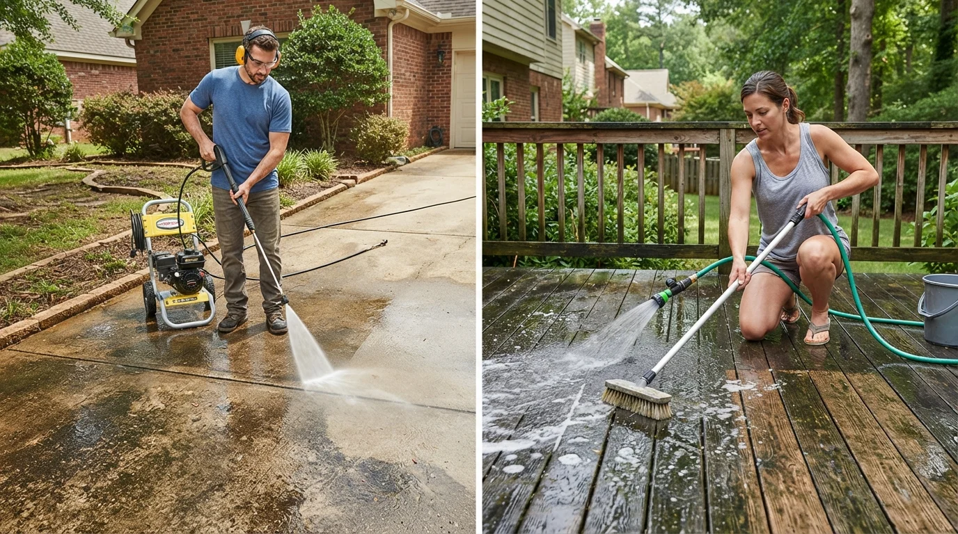 Pressure Washing vs. Garden Hose Scrubbing for Exterior Surfaces